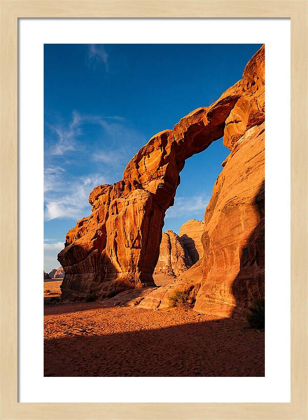 Wadi Rum Desert Arch At Golden Hour