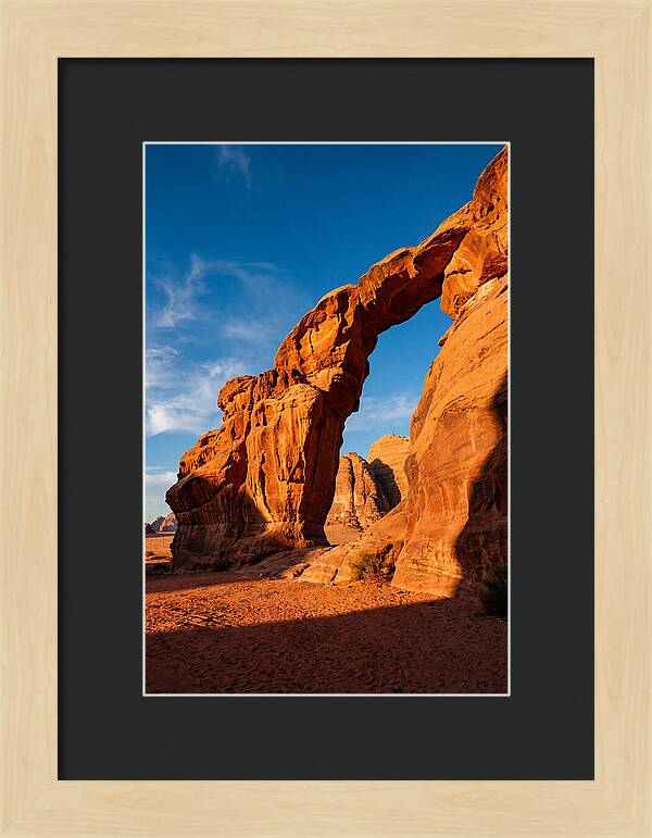 Wadi Rum Desert Arch At Golden Hour
