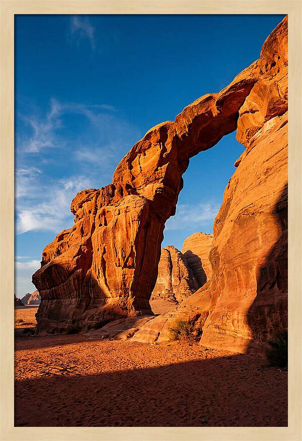 Wadi Rum Desert Arch At Golden Hour
