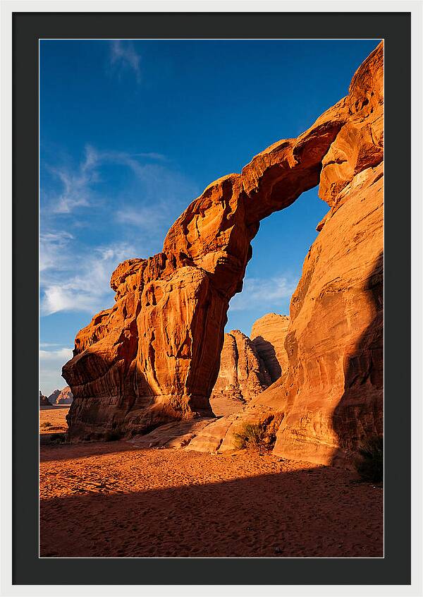 Wadi Rum Desert Arch At Golden Hour