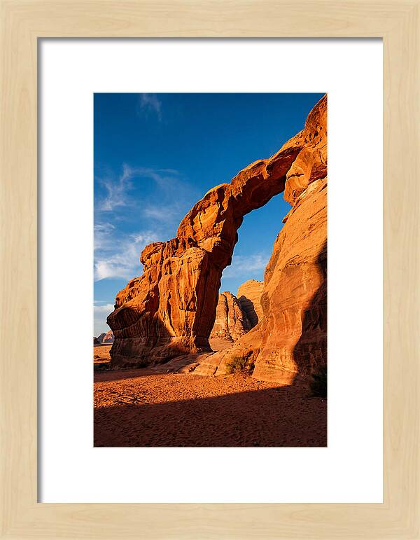Wadi Rum Desert Arch At Golden Hour