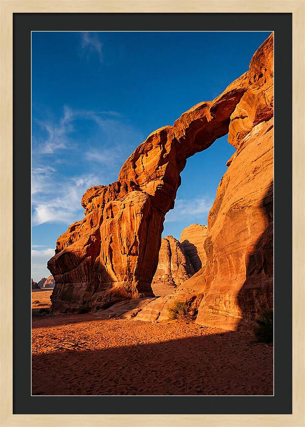 Wadi Rum Desert Arch At Golden Hour