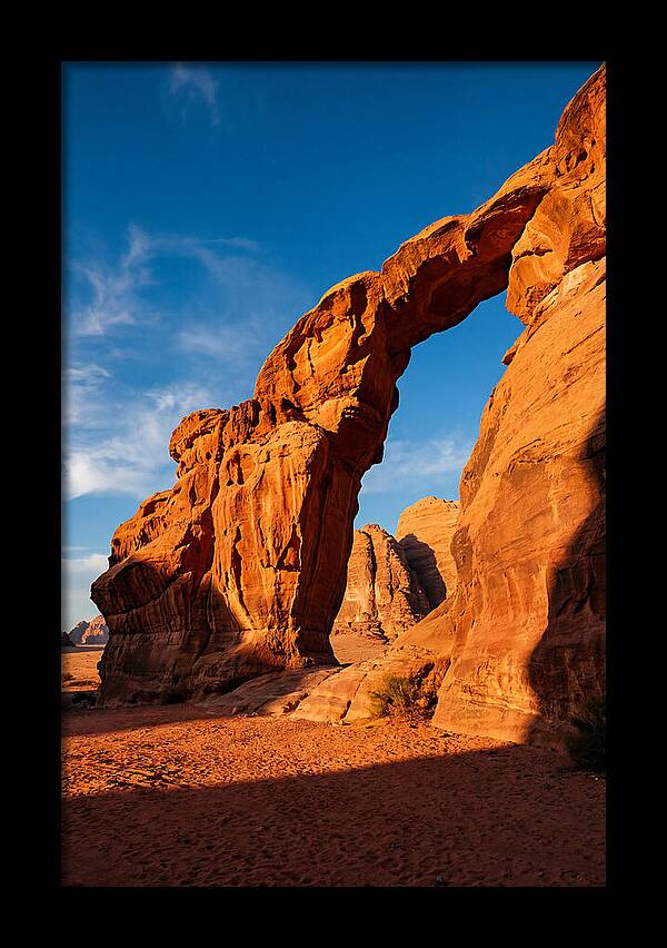 Wadi Rum Desert Arch At Golden Hour