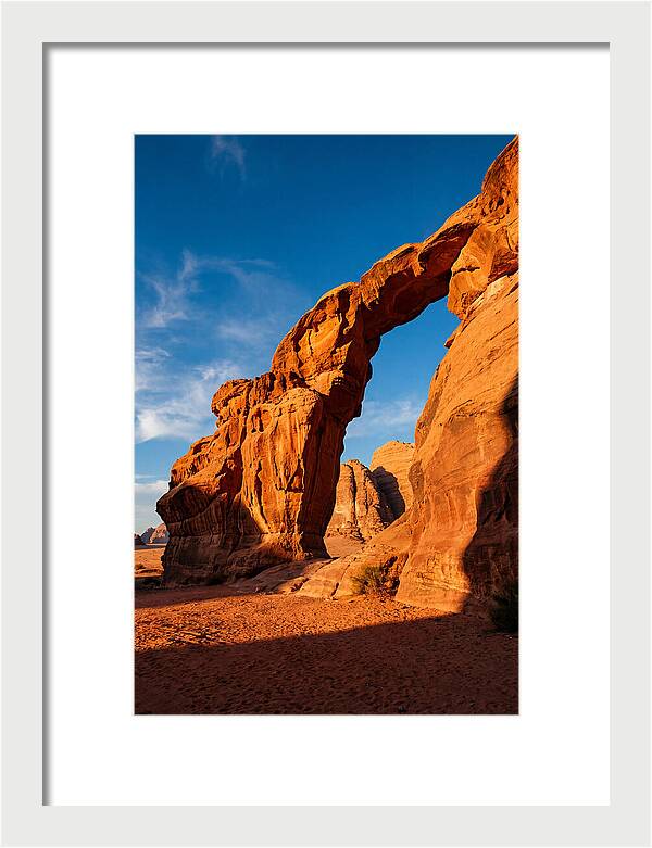 Wadi Rum Desert Arch At Golden Hour