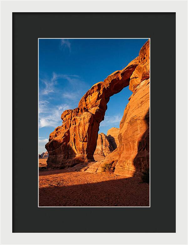 Wadi Rum Desert Arch At Golden Hour