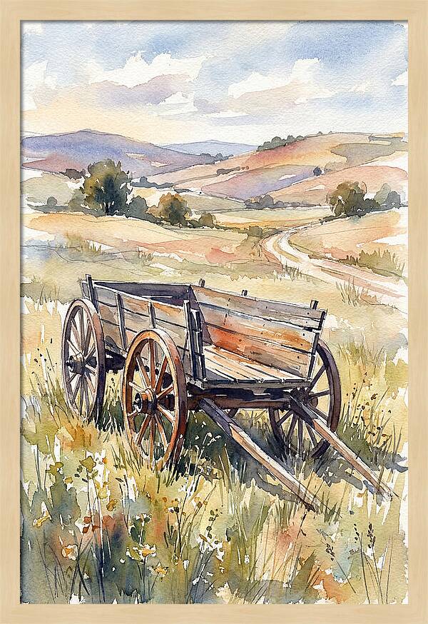 Wagon In Serene Landscape