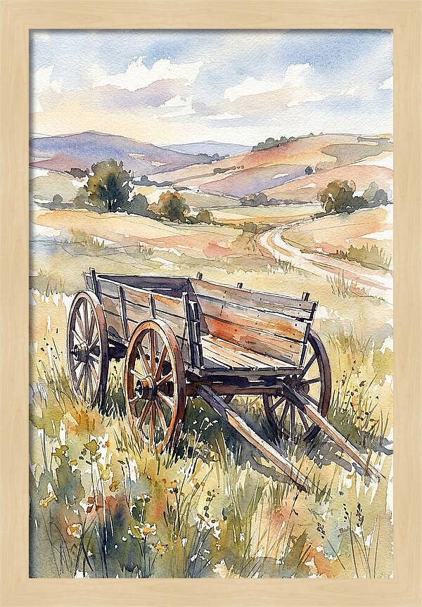 Wagon In Serene Landscape