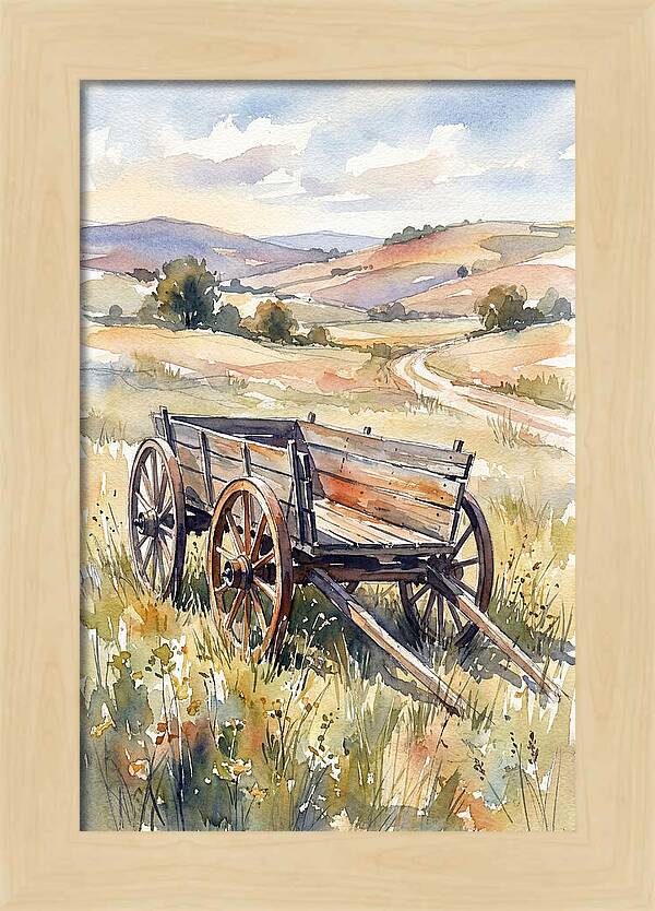 Wagon In Serene Landscape