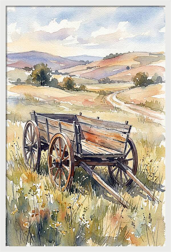Wagon In Serene Landscape