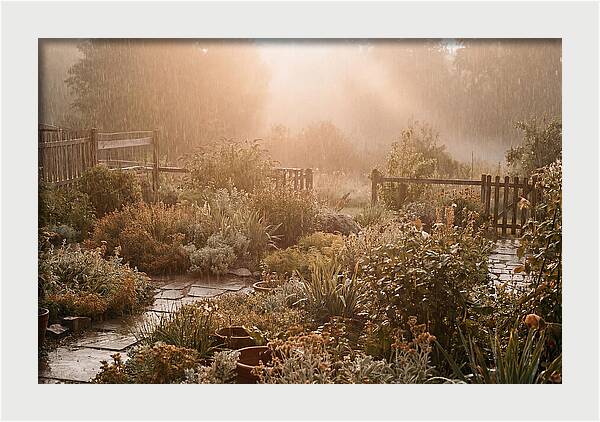 Warm Summer Rain On Garden