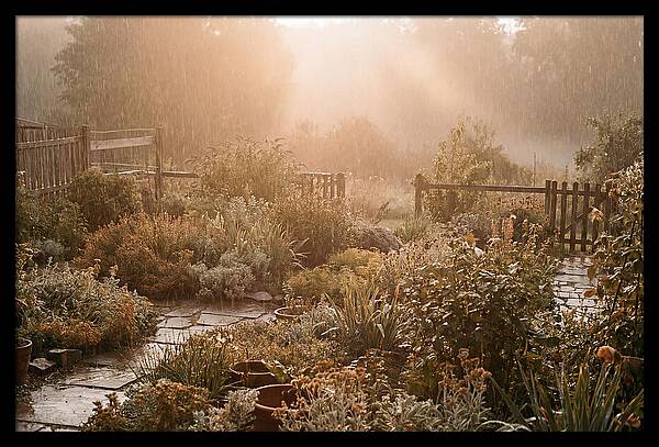 Warm Summer Rain On Garden