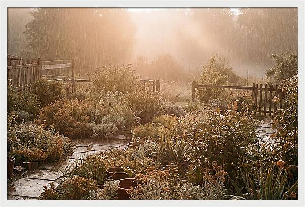 Warm Summer Rain On Garden