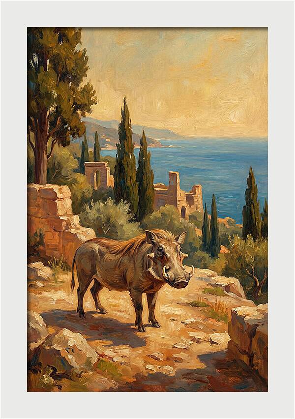 Warthog In Mediterranean Landscape