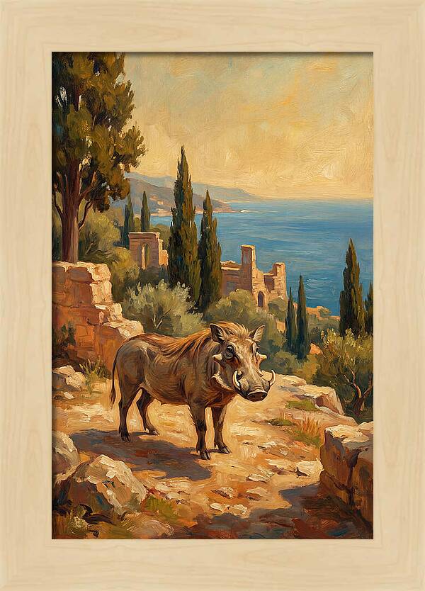 Warthog In Mediterranean Landscape