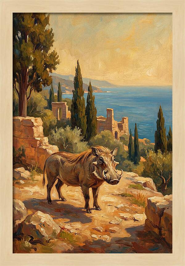 Warthog In Mediterranean Landscape