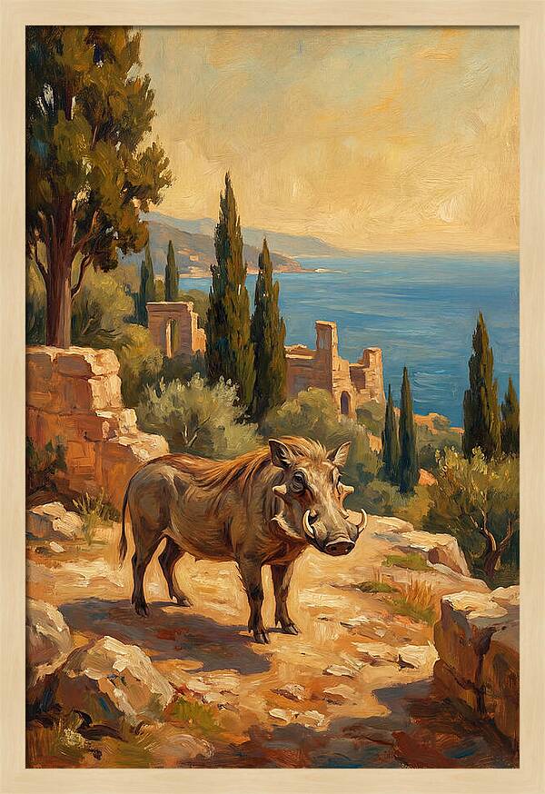 Warthog In Mediterranean Landscape