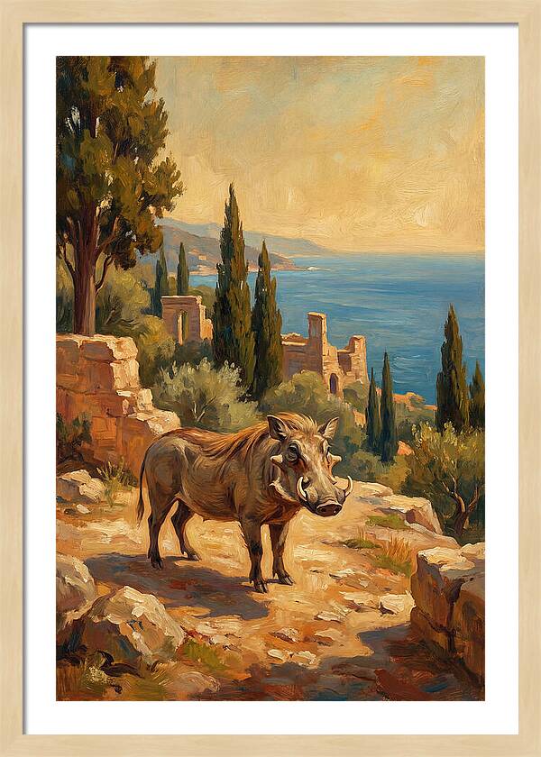 Warthog In Mediterranean Landscape