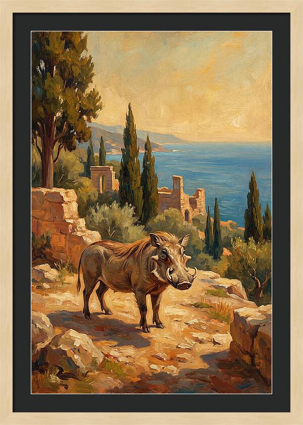 Warthog In Mediterranean Landscape