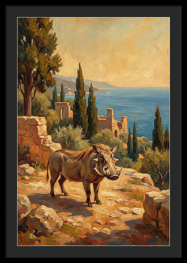 Warthog In Mediterranean Landscape