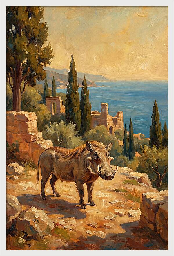 Warthog In Mediterranean Landscape