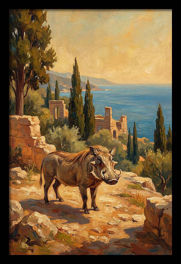 Warthog In Mediterranean Landscape