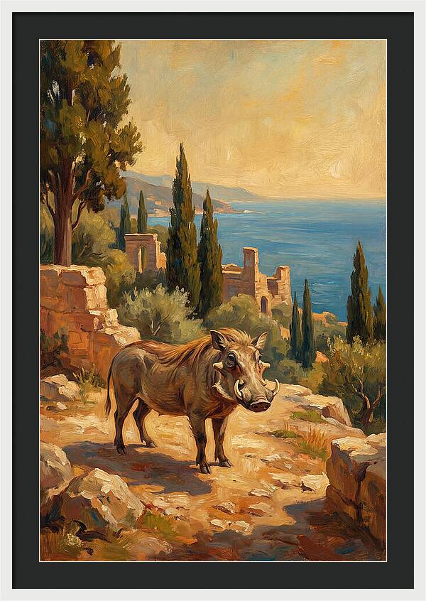 Warthog In Mediterranean Landscape