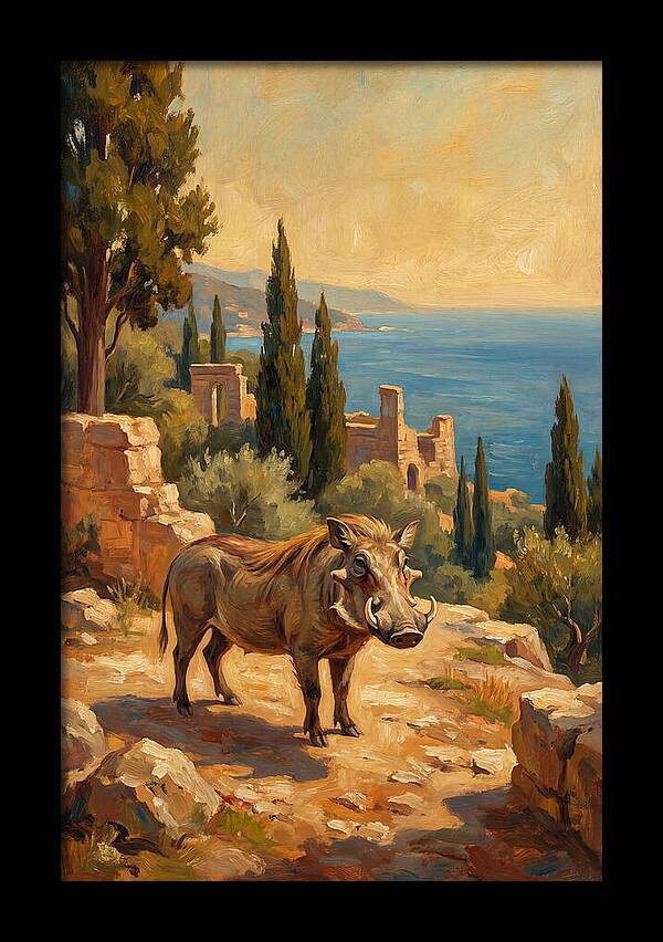 Warthog In Mediterranean Landscape