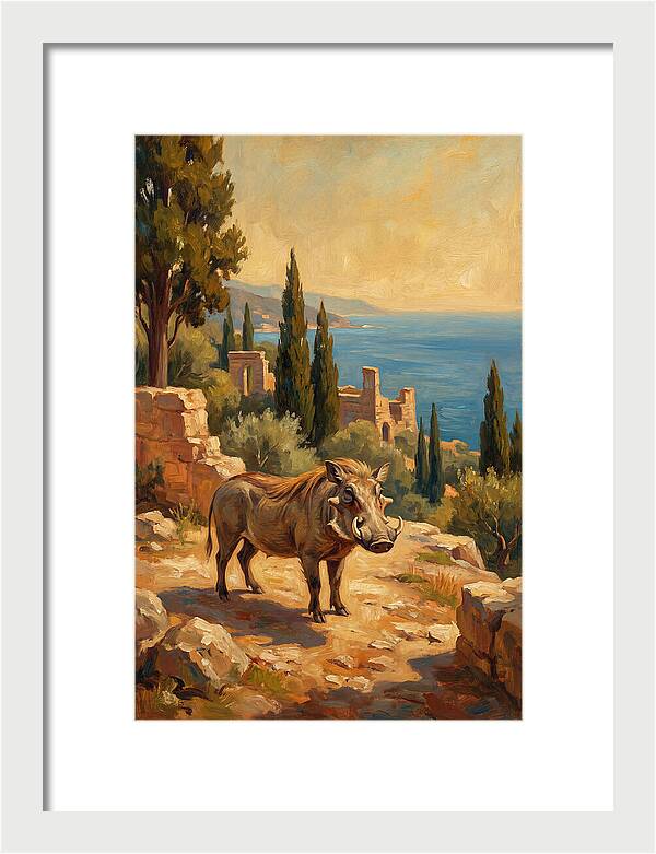 Warthog In Mediterranean Landscape