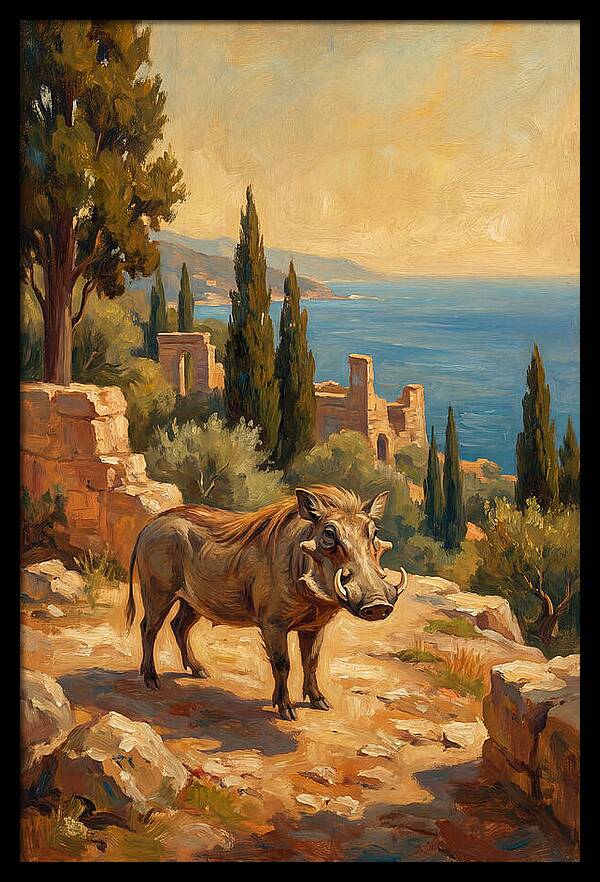 Warthog In Mediterranean Landscape