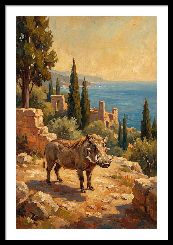 Warthog In Mediterranean Landscape
