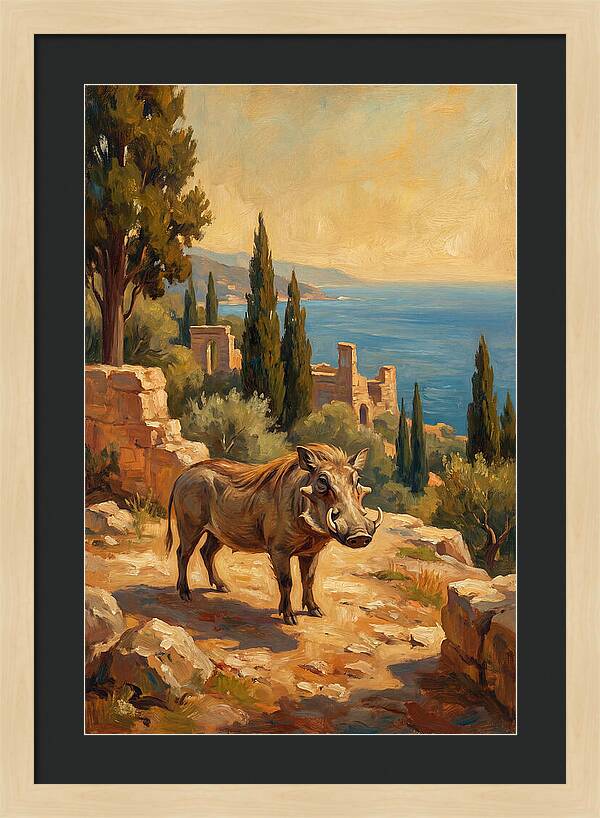 Warthog In Mediterranean Landscape