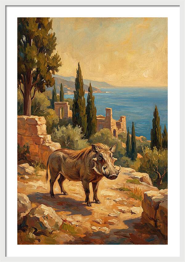 Warthog In Mediterranean Landscape