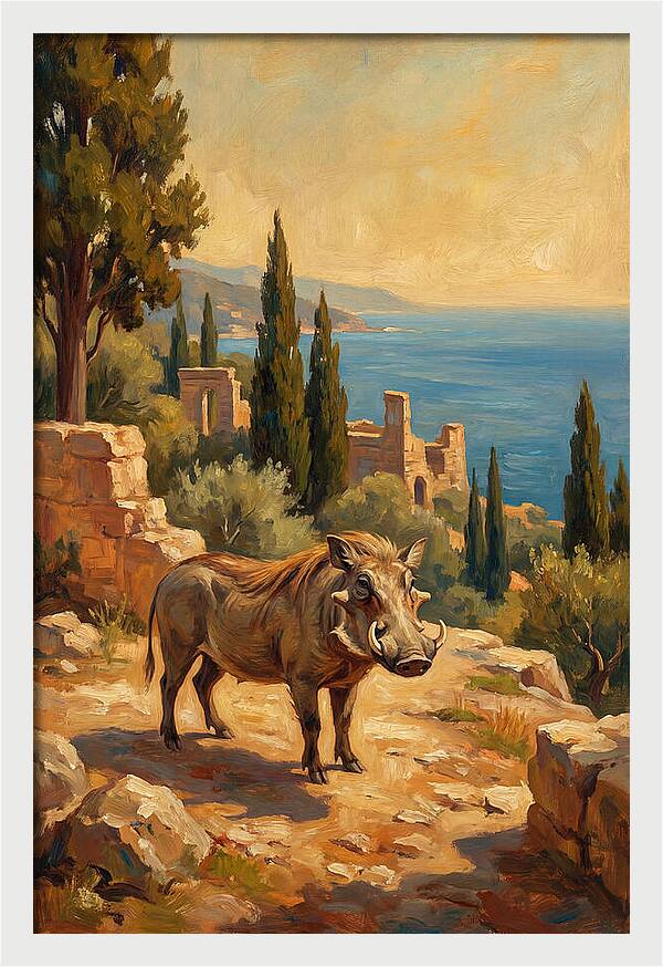 Warthog In Mediterranean Landscape