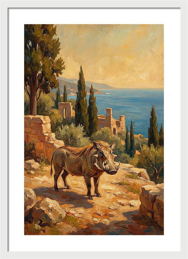 Warthog In Mediterranean Landscape