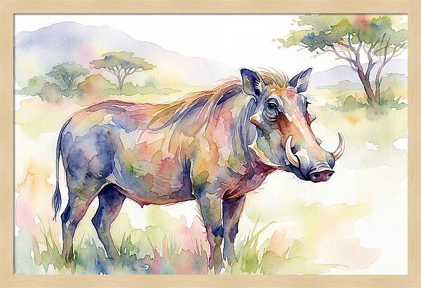 Warthog In Watercolor Splendor