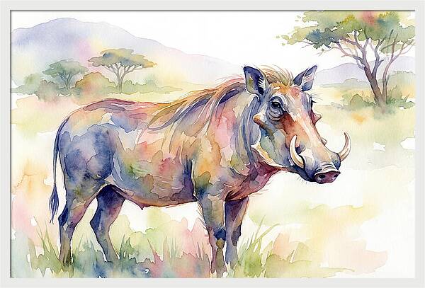 Warthog In Watercolor Splendor