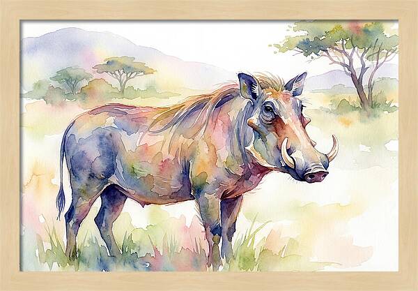 Warthog In Watercolor Splendor