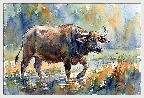 Water Buffalo In Tranquil Waters