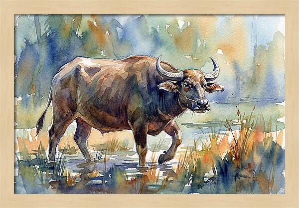 Water Buffalo In Tranquil Waters