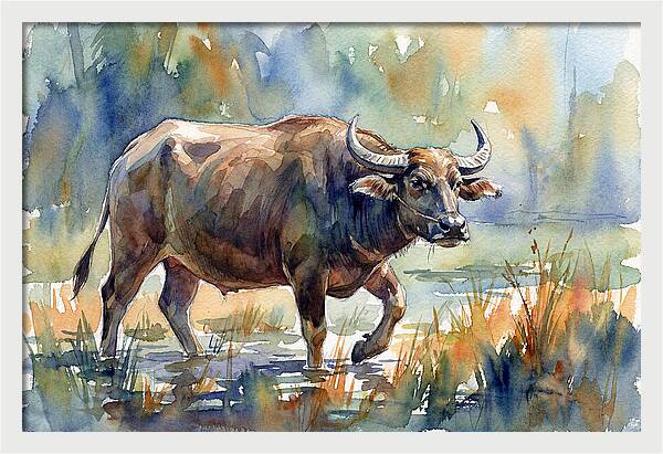 Water Buffalo In Tranquil Waters
