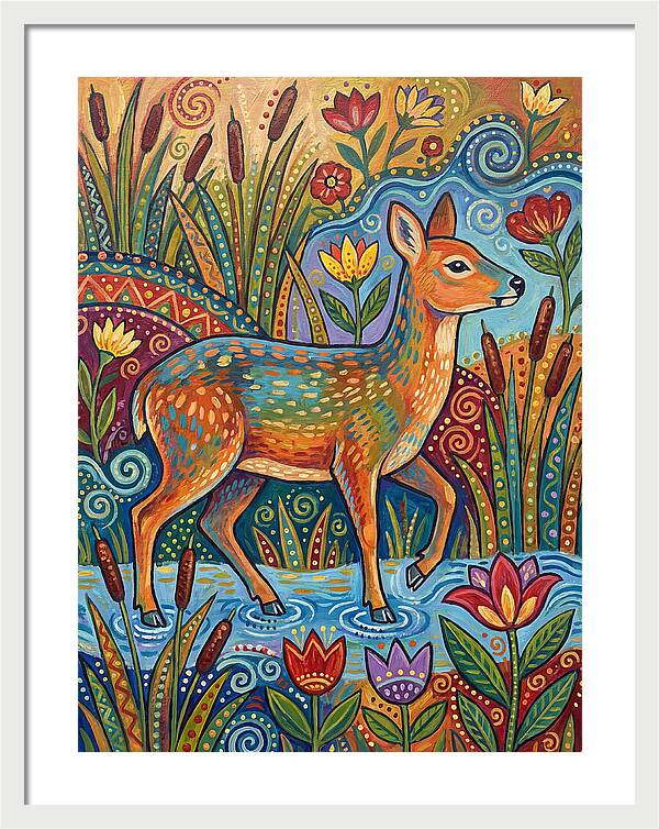 Water Deer Among Blossoms