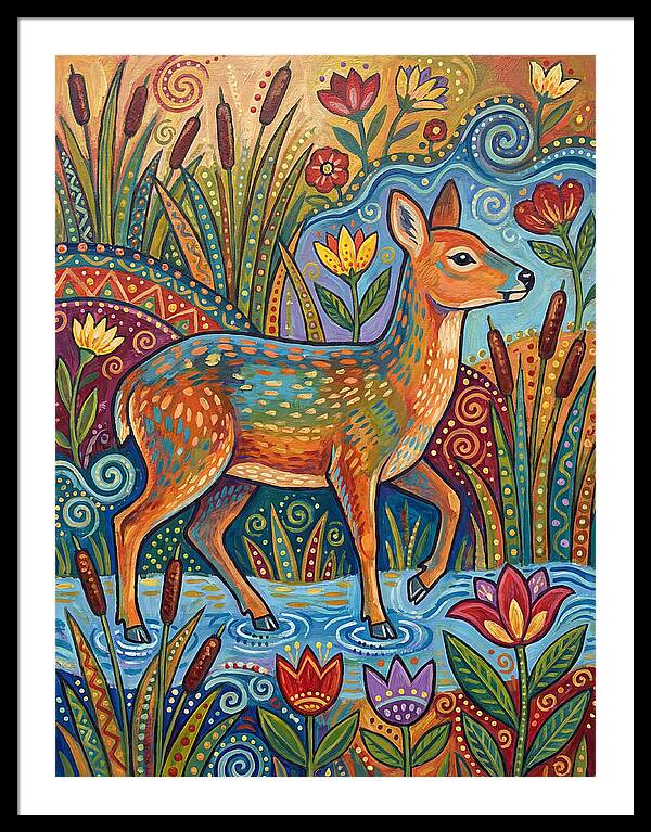 Water Deer Among Blossoms