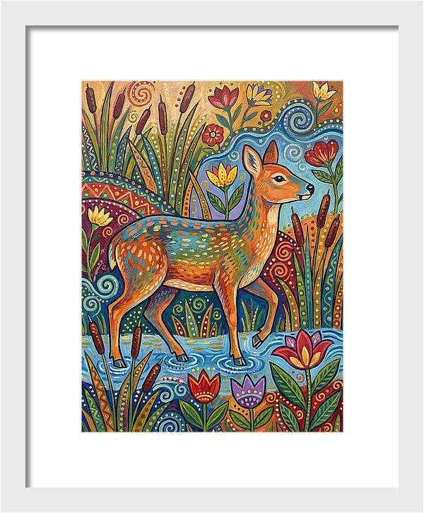 Water Deer Among Blossoms