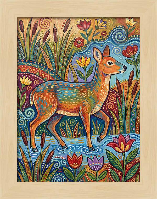 Water Deer Among Blossoms