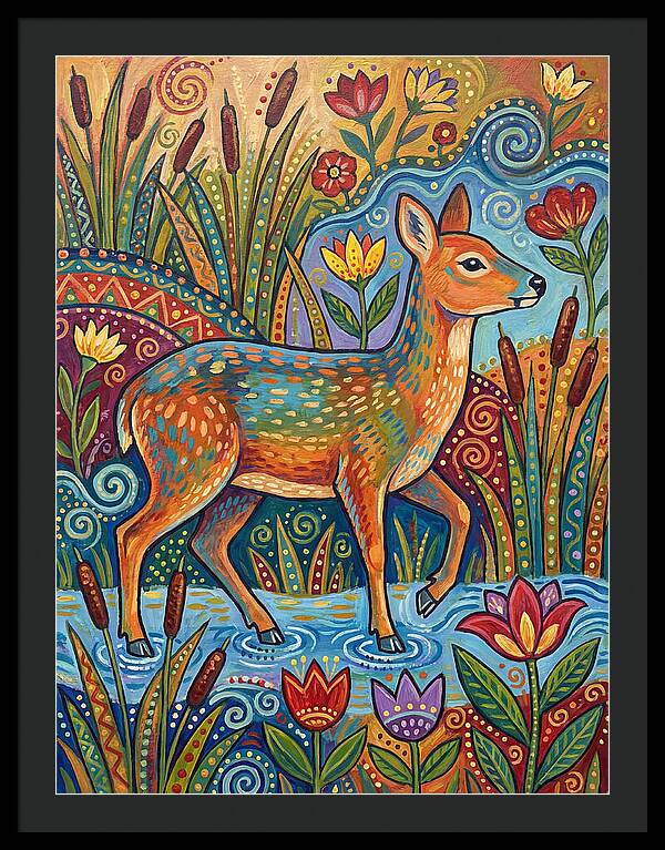 Water Deer Among Blossoms