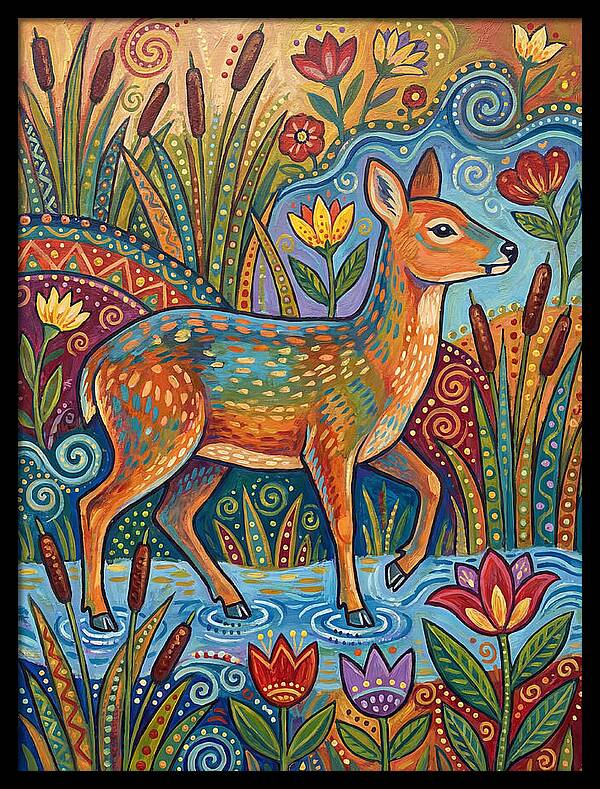 Water Deer Among Blossoms