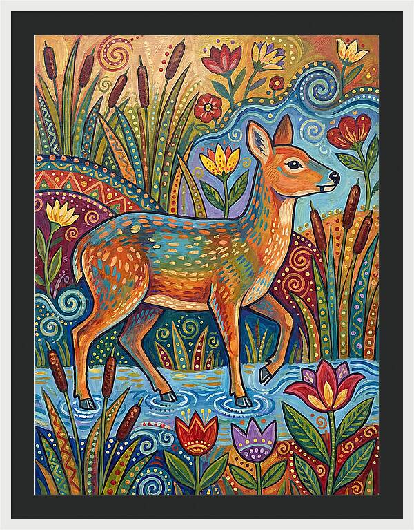 Water Deer Among Blossoms