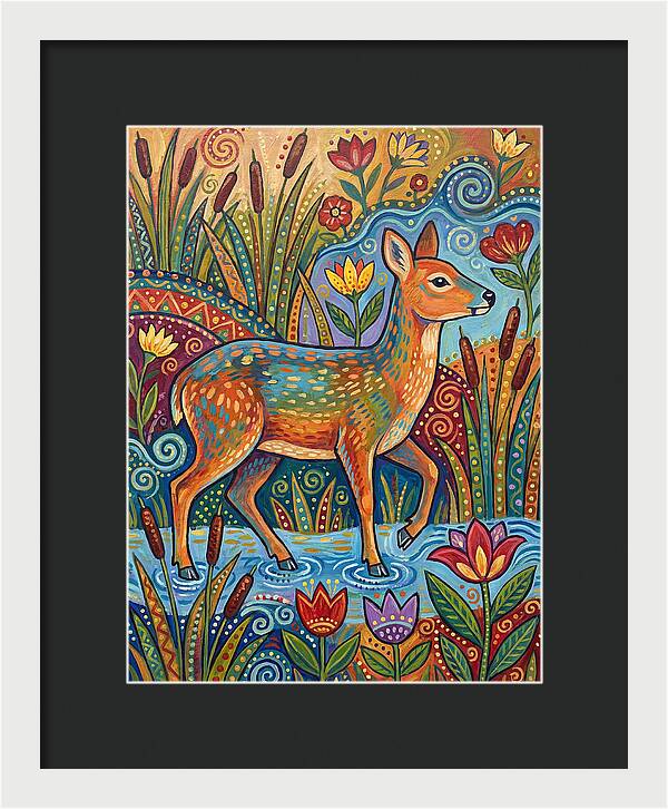Water Deer Among Blossoms