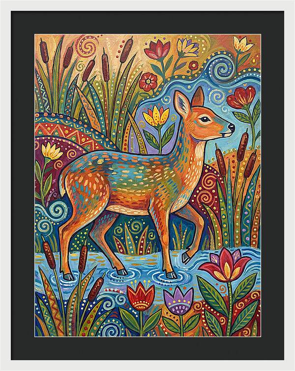 Water Deer Among Blossoms