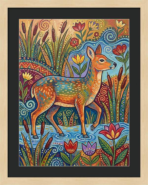 Water Deer Among Blossoms